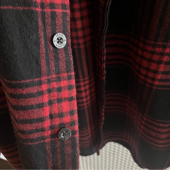 Denim & Flower Ricky Singh Plaid Flannel Button Down Collared Shirt XL Red Black - Picture 10 of 12
